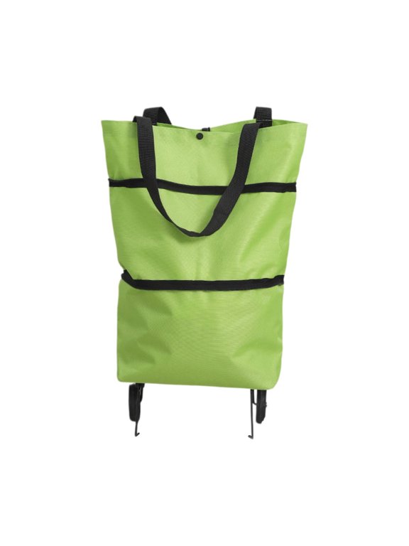 Foldable Wheeled Shopping Tote, 2 In 1 Grocery Bag with Detachable Wheels for Market and Trips