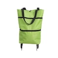 thumbnail image 1 of Foldable Wheeled Shopping Tote Bag, Green, Expandable Rolling Grocery Bag With Wheels, Hand Pull and Shoulder Carry, Cloth, 1 Count, 1 of 6
