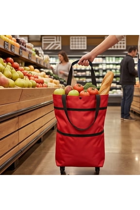 Foldable Wheeled Shopping Tote Bag Rolling Grocery Bag with Wheels