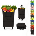 thumbnail image 1 of Foldable Wheeled Shopping Tote Bag with Wheels, Portable Rolling Grocery Cart Bag Expandable Reusable Market Tote for Supermarket Picnic Travel Camping, Collapsible Storage Cart with Wheels, Black, 1 of 9