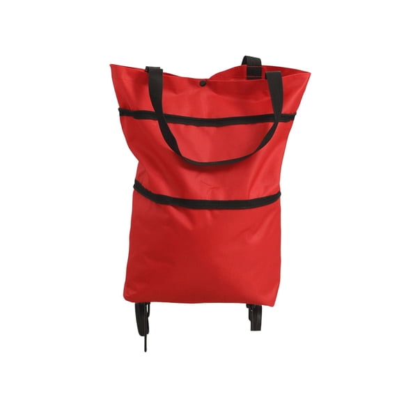Foldable Wheeled Shopping Tote, Portable Rolling Grocery Bag With Wheels, Expandable Reusable Shoulder Bag, 5 Color Market Bag for Supermarket Picnic Travel