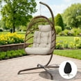 thumbnail image 1 of RADIATA Foldable Hanging Egg Chair with Stand and Cover, Indoor Outdoor PE Wicker Lounge Chair, 350 lbs Weight Capacity, Brown, 1 of 8