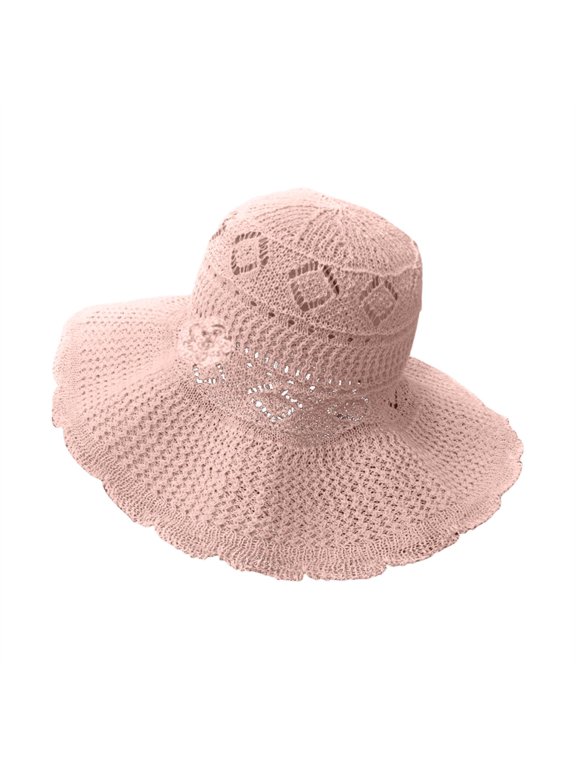 Foldable Wide Brim Sun Hat,Floppy Bucket Hat,Summer Casual Headwear,Ultra Wide Floppy Brim Design With Foldable Portable Lightweight Material,Breathable Sun Hat For Summer Beach Leisure,Pink