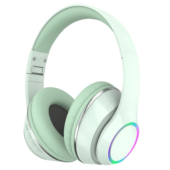Foldable Wireless Bluetooth 5.1 Headphones with 40mm Drivers & Built-in Mic, 12-Hour Battery & Soft Over-Ear Cushions for Stereo Sound(Green)