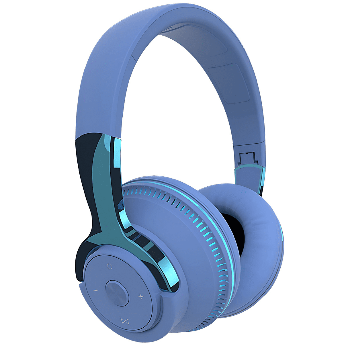 Foldable Wireless Bluetooth Headset with Mic - Stereo Sound, Stretchable Design - Support Card/Bluetooth/AUX Mode - RGB Light and Breathable Soft Earmuffs - Suitable for Games, Music and Calls