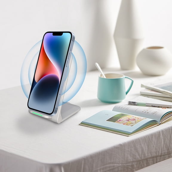 Foldable Wireless Charger, 15W Vertical Desktop Fast Charging Stand, Both Coils Are Rechargeable Horizontally and Vertically