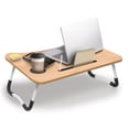 thumbnail image 1 of Foldable Wood Laptop Desk Tray, Beige & Silver, 1 of 1