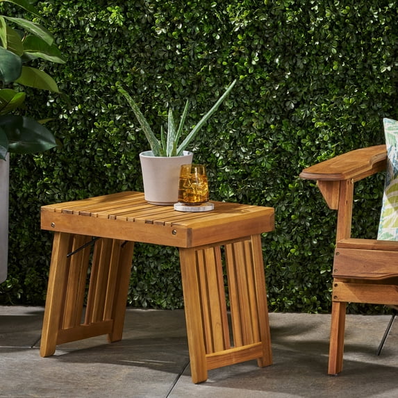 Foldable Wood Side Table - Slat Top For Sophisticated Look, 15.91”h X 22.09”w 13.35”d, Finish Style A Modern Aesthetic, Foldable, 13.35”d 15.91”h,