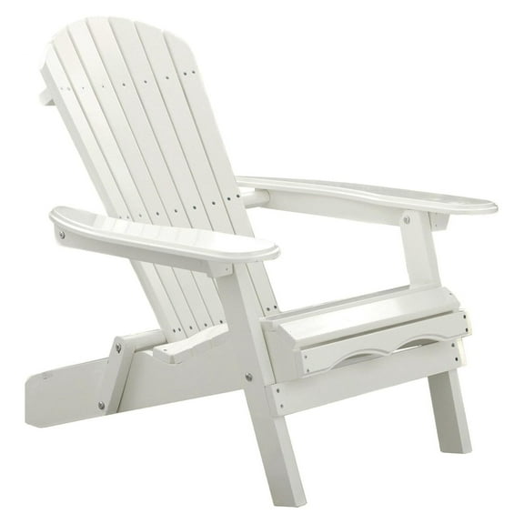 Foldable Wooden Adirondack Chair, Outdoor, Garden, Lawn, Deck Chair, White