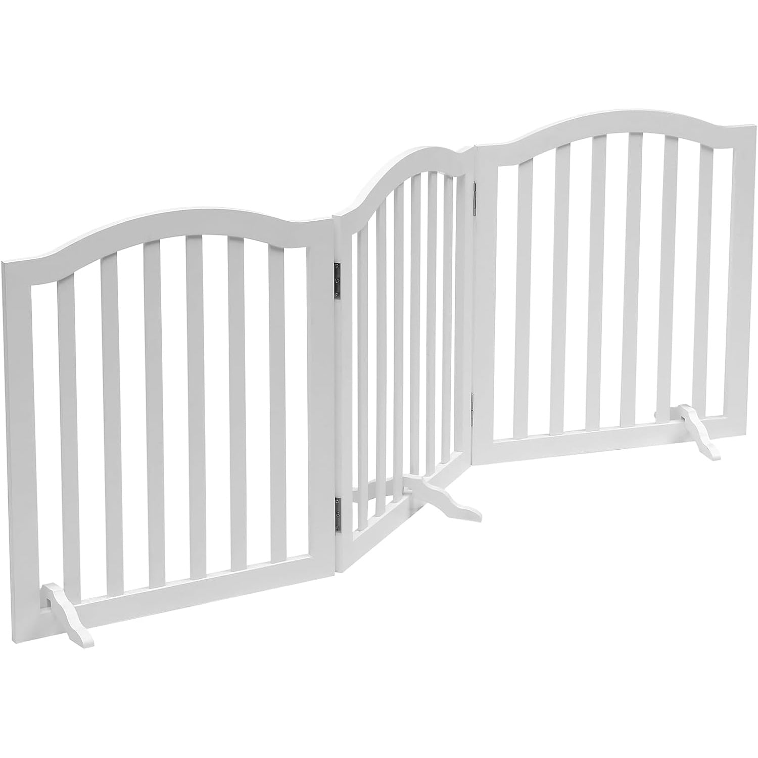 Foldable Wooden Dog Gate - 3-Panel Freestanding Pet Fence, 23.6 Inches, White - Suitable for Doorways & Stairs