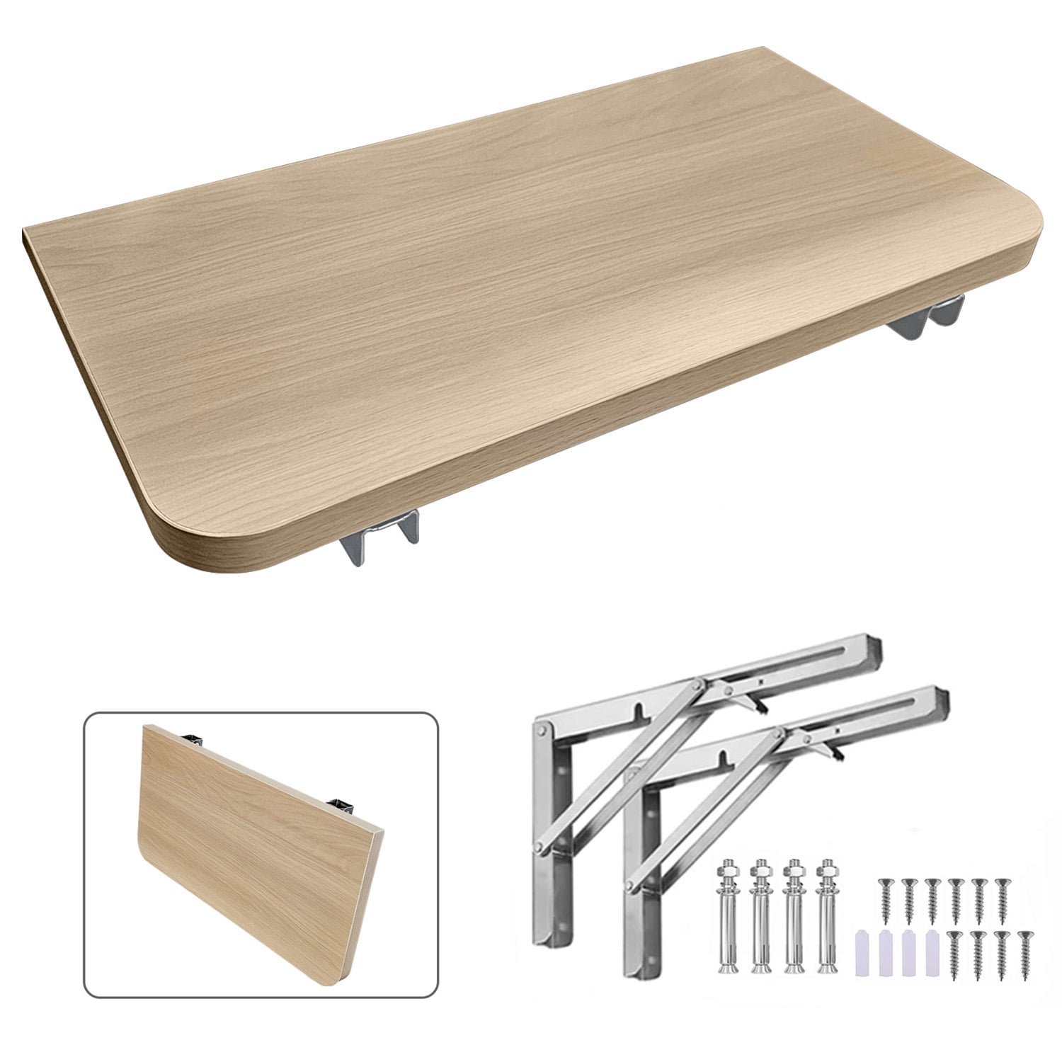 Foldable Wooden Floating Shelves Wall Decor for Kitchen Living Room Bedroom Shower Room Study Office Book Storage Hanging Shelves