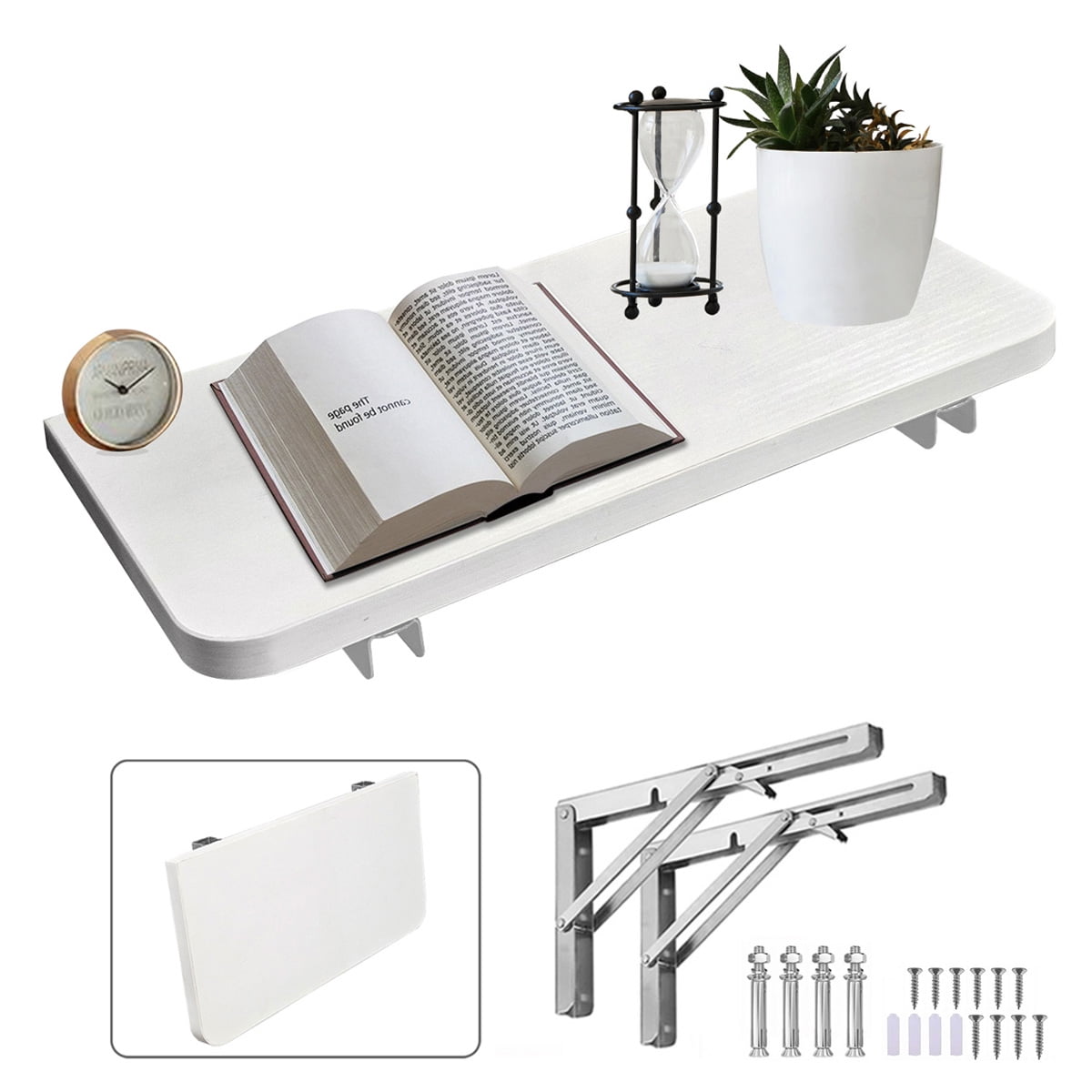 Foldable Wooden Floating Shelves Wall Decor for Kitchen Living Room Bedroom Shower Room Study Office Book Storage Hanging Shelves