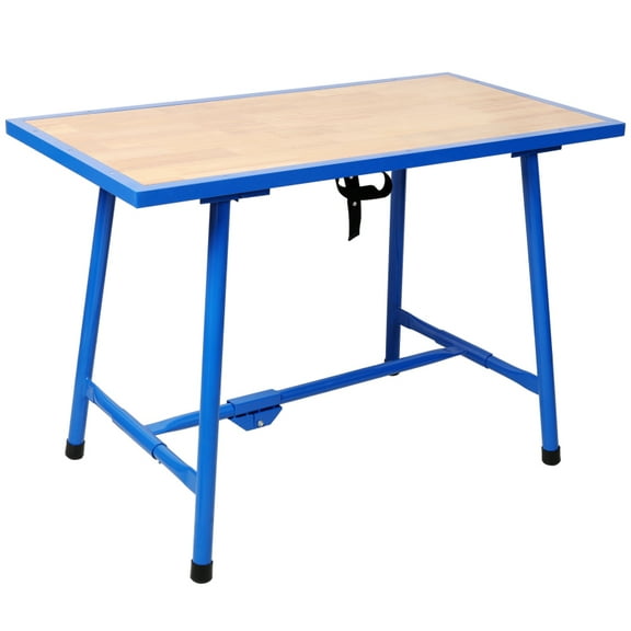 Foldable Work Bench for Workshop/Garage, 660LBS Load Capacity Steel Frame Wooden Table, Multi-Use as Packing/Mounting/Assembly Table, Blue