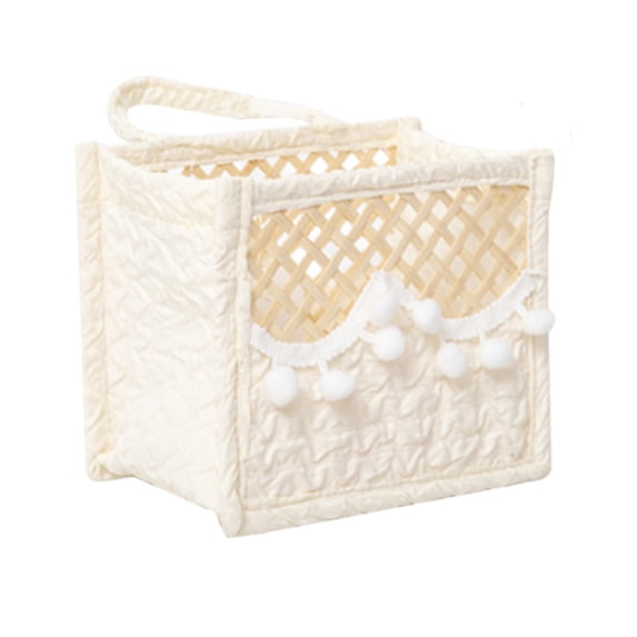 Foldable Woven Fabric Storage Basket for Bedroom Wardrobe and Home Organization - Durable, Breathable, and Lightweight Toy, Clothing, Snack Container with Handle