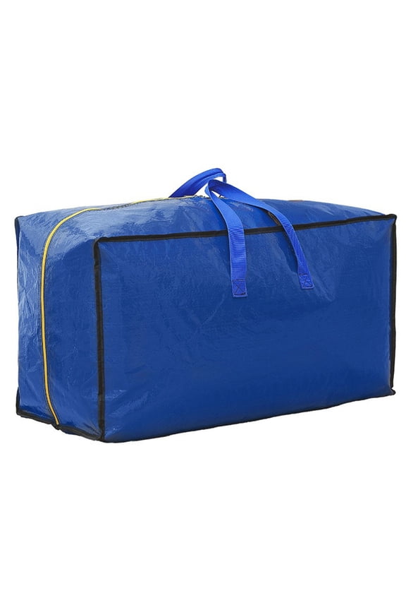 Foldable Woven Packing Sack with Blue Nylon Material and Large Capacity, Ideal for Clothing Loading, Space-Saving Storage, and Creating Portable Solution During Travel and Home Organization Projects