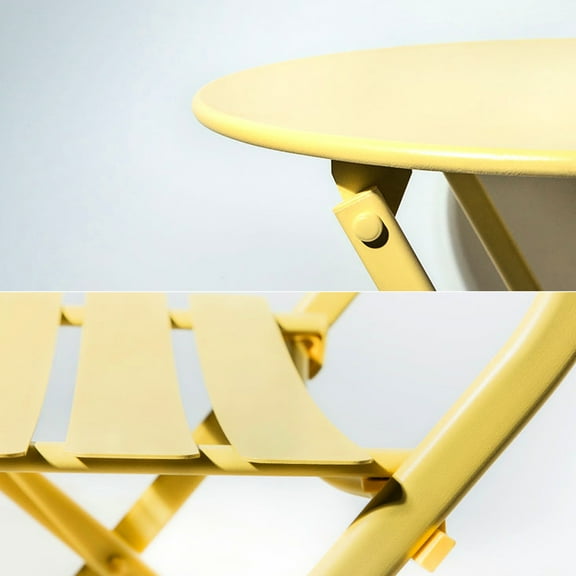 Foldable Yellow Patio Bistro - 3 Piece Metal Chairs & Table For Outdoor Dining Upgrade Terrace Entertaining