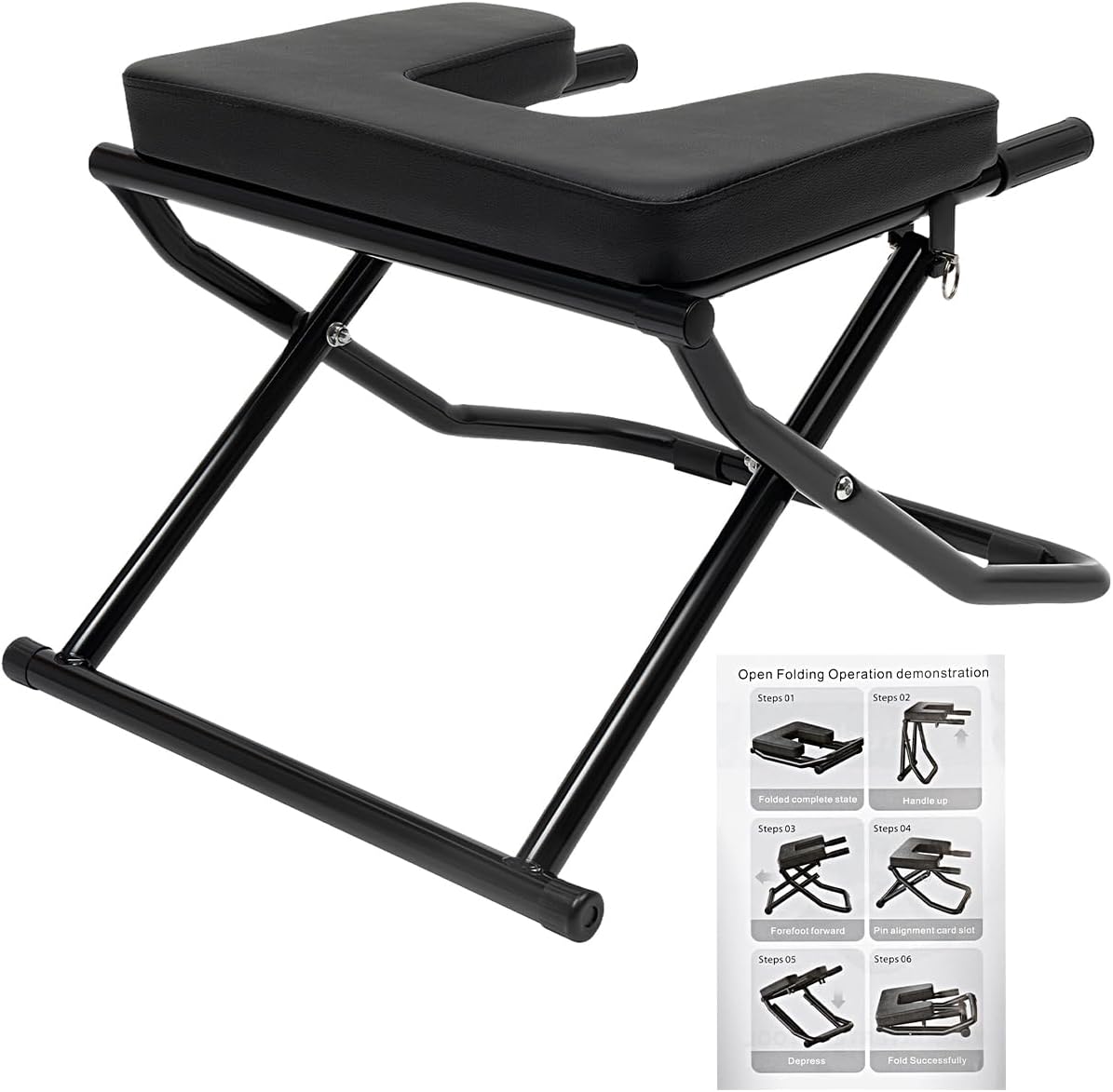 Foldable Exercise Bench Foldable Yoga Headstand Bench, 330.7 LBS Capacity Multi-Functional Yoga ...