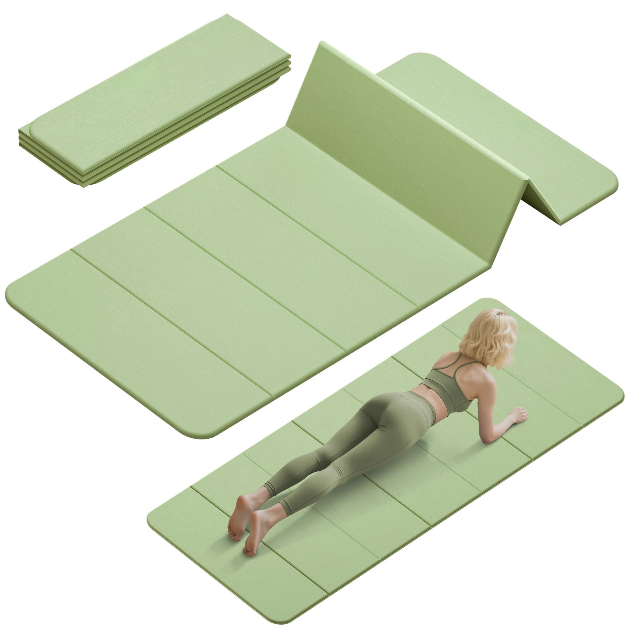 Foldable Yoga Mat 74"lx32"wx1/3"thick Folding Exercise Non-slip Wide Pilates Mats For Home Workout/travel  Portable Thick Yoga/pilates/camping/floor Exercises