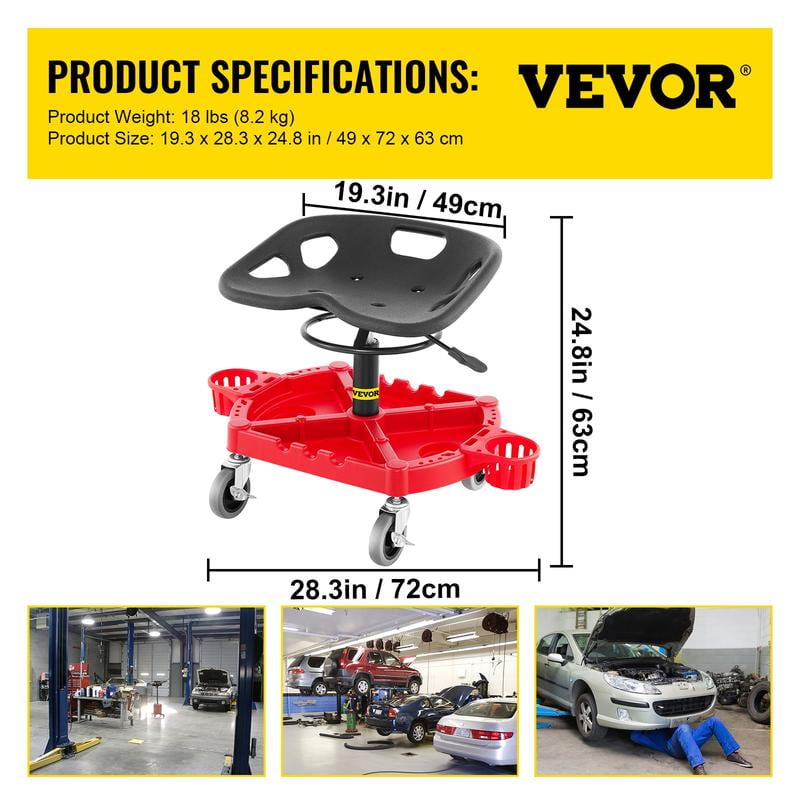Foldable Z Garage Creeper, Max. 40 in, 450 lbs Load Capacity Rolling ...