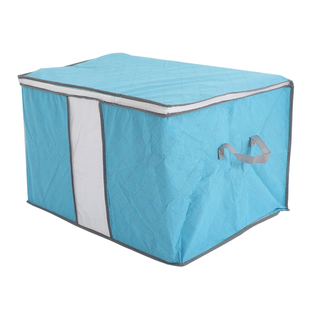 Unique Bargains Home Foldable Zippered Dustproof Quilt Clothes Storage Bag Container Blue