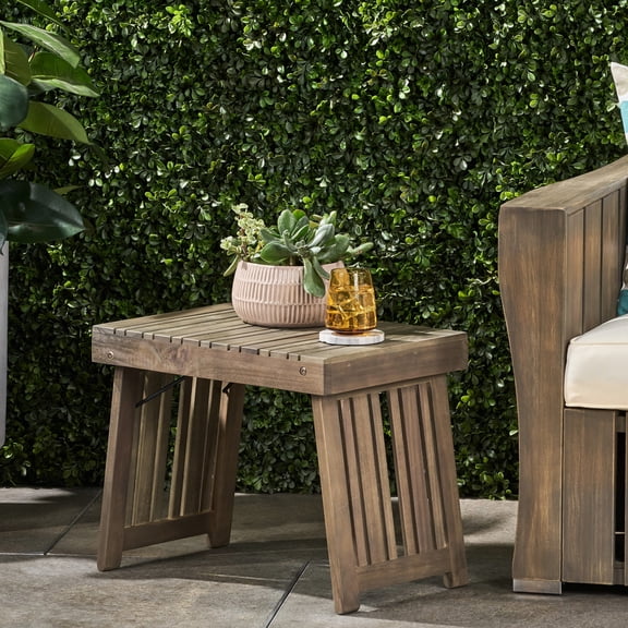Foldable and Durable, Grey Acacia Wood / Upgrade Your Space with This Side Table