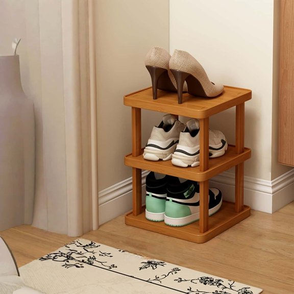 Foldable and Extendable Shoe Rack, Wooden Multi-layer Storage Shelf, Saves Space, Suitable for Dormitories and Entrance Halls