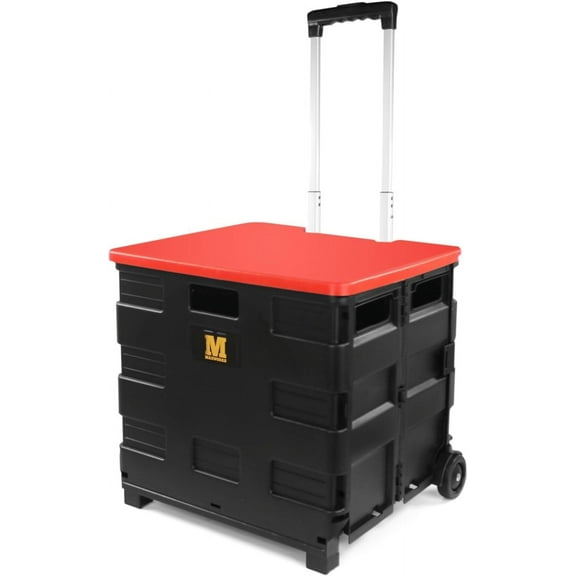 Foldable black rollable folding teacher's cart