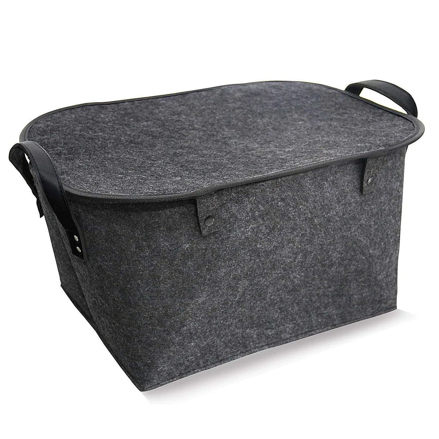 Foldable children's toy box with lid, large rectangular felt storage