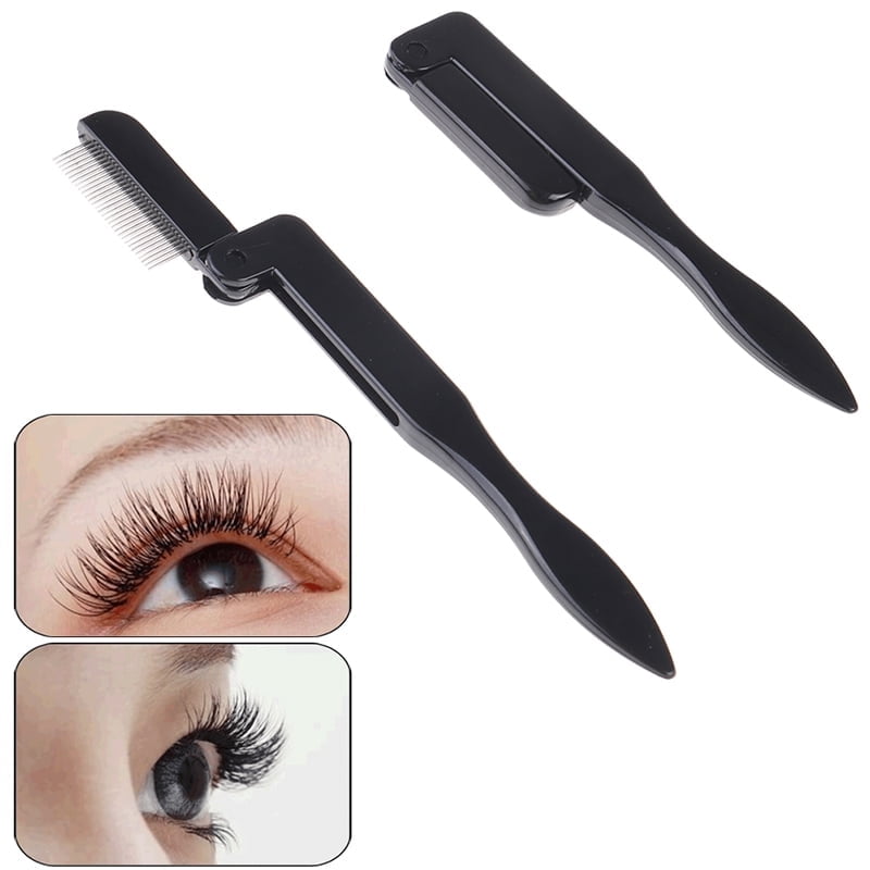 Foldable eyelash comb metal eyebrow brush tool mascara separator lash curl b WA
