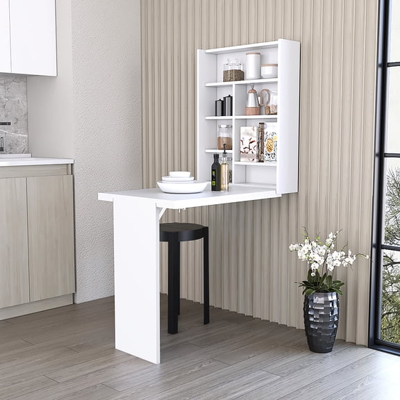 Foldable form - Shelving for extra items - Wall - mounted in playroom - Practical storage for kids