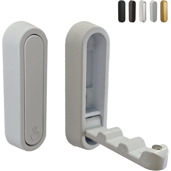 Foldable heavy-duty wall hook - zinc alloy hidden handle with anchor/screw, space-saving, suitable for bathrooms, kitchens, closets, 33-pound capacity, wall-mounted (white, quantity, 2)