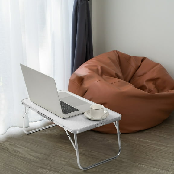 Foldable lap table, laptop table, portable bed table, laptop stand, suitable for bed and sofa, lightweight mini-white