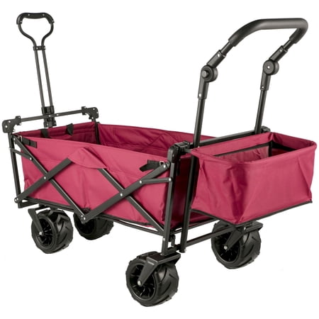 Foldable oversized garden shopping cart with removable awning and rear storage, red, on wheels for camping grocery handling price history and forecast - KindofLOOK