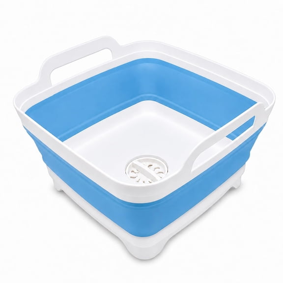 Foldable sink with drain plug, a space-saving outdoor multi-functional folding sink, washbasin and kitchen storage tray, suitable for camping, vegetable washing and RV use