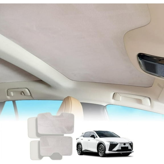 Foldable sunroof sunshade, foldable adsorption insulation car interior sunshade suede fabric UV reflective sunroof sunshade (beige)