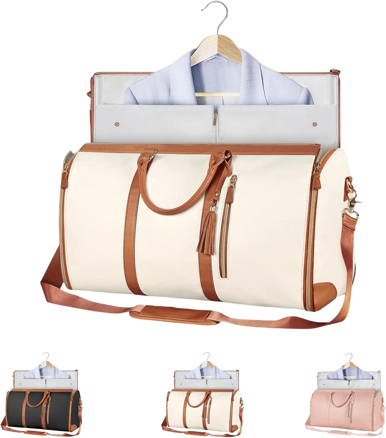 Foldable travel duffle, compact carry-on bag, lightweight luggage, adjustable straps, durable fabric, portable storage, convertible design, user-friendly features, spacious clothing