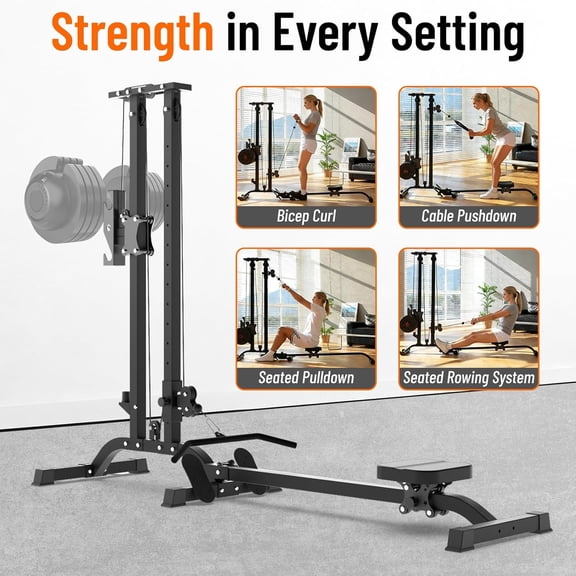 Foldable with Seated Row, 330LBS Capacity Compact LAT Pulldown for Home Gym