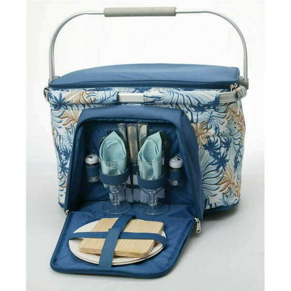 Foldaway aluminum framed picnic cooler basket for 2 persons - PB9-1008