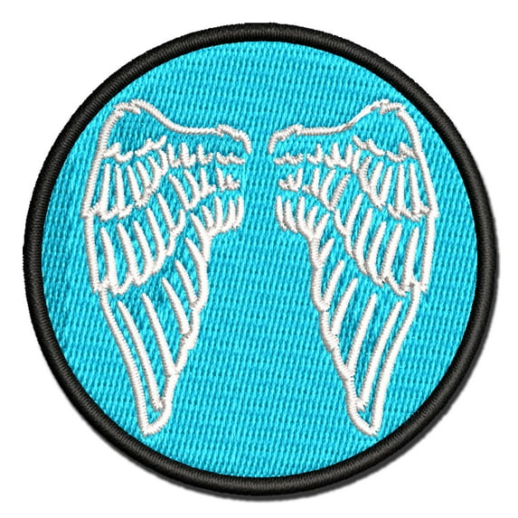 Folded Angel Wings Feathers Applique Multi-Color Embroidered Iron-On Patch - 2.5 Inch Small