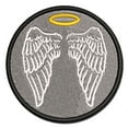 thumbnail image 1 of Folded Angel Wings with Halo Feathers Applique Multi-Color Embroidered Hook & Loop Patch - 3.5 Inch Large, 1 of 5
