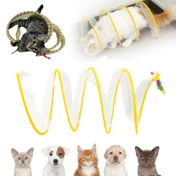 Folded Cat Tunnel, 2026 New Spiral Cat Tunnel Toy Self-Play Cat Hunting Spiral Tunnel Toy with Plush Mice, Fun Spiral Tunnel Toy Cat Tunnels for Indoor Cats Pet Lovers Gifts