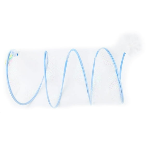 Folded Cat Tunnel Spring Toy, Portable Foldable Indoor Cat Activity Structure with Feathers, Stuffed Toys, Bells, Large Size Tunnel Spring Outdoor for Cats To Exercise, Relax