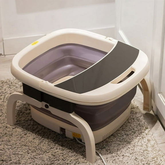 Folded Foot Bath Spa Massager - Heating & Bubble Wave - All in One Pedicure Machine Set for Relaxation & Red Light Therapy