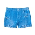 thumbnail image 1 of Folded Hem Jean Shorts for Women Low Waisted Washed Summer Hot Ripped Destroyed Workout Shorts Classic Fit Straight Leg Denim Shorts, 1 of 6