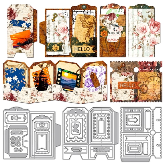 Folded Labels Metal Cutting Dies Pocket Folded Booklets Frame Die Cuts Template Film Rectangles Embossing Cutting StencilDIY