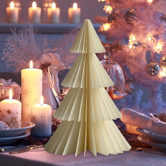 Folded Paper Christmas Tree Tabletop Decoration, Paper Accordion Xmas Tree, Desktop Centerpiece for Dining Table Mantel Shelf Farmhouse Indoor Home Decor for Christmas Seasonal Party Decor Supplies