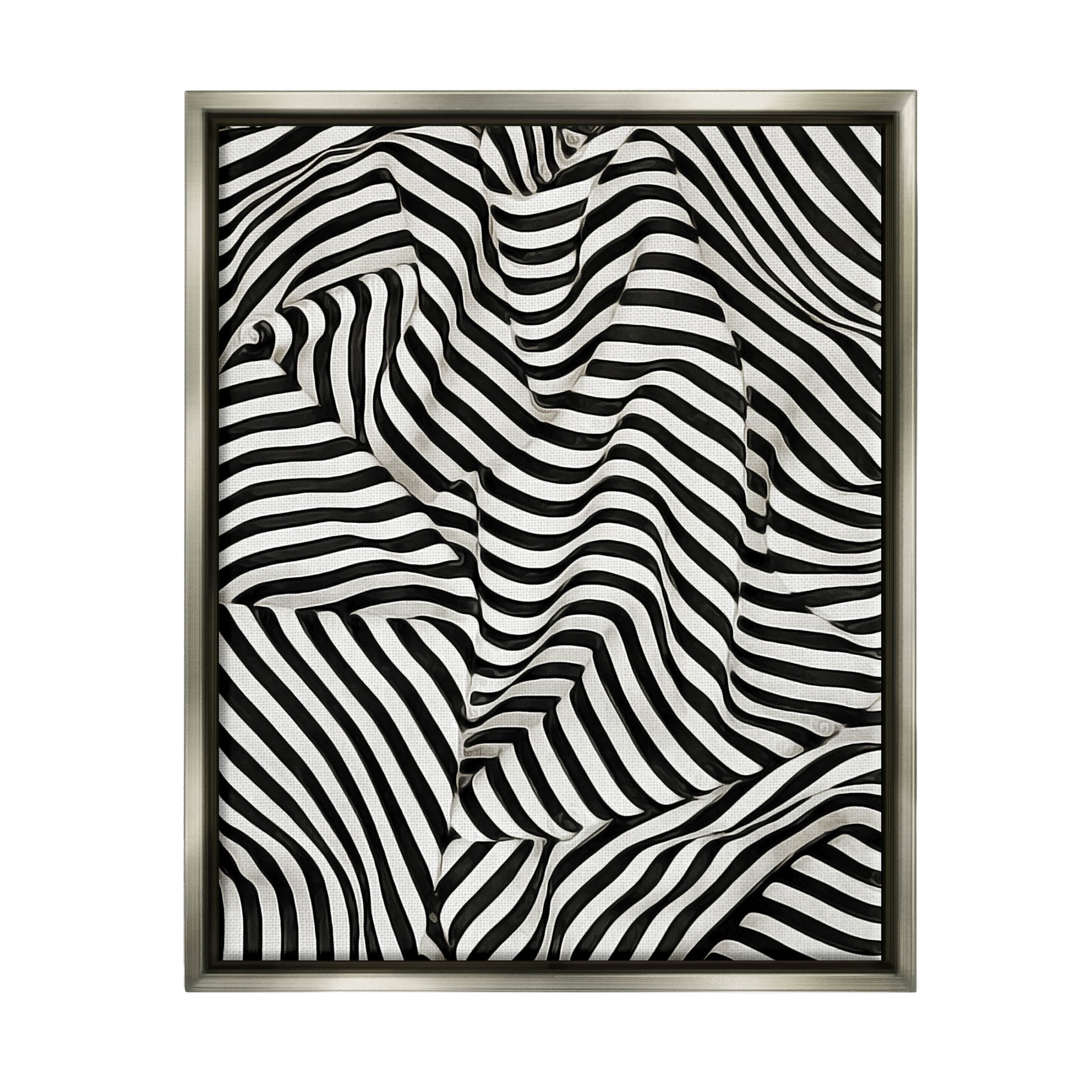 Folded Striped Drapery Pattern Abstract Graphic Art Luster Gray Framed Art Print Wall Art