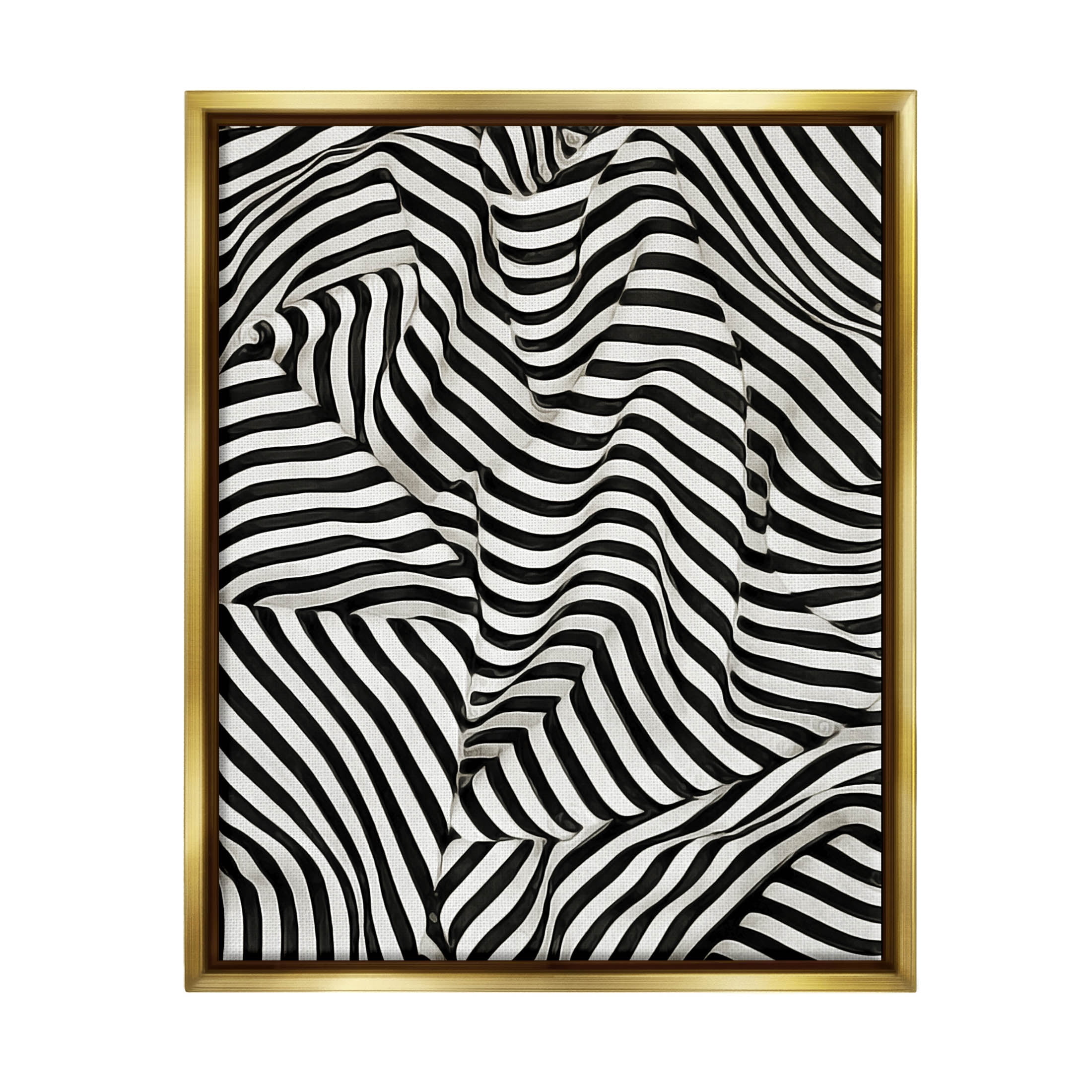 Folded Striped Drapery Pattern Abstract Graphic Art Metallic Gold Framed Art Print Wall Art