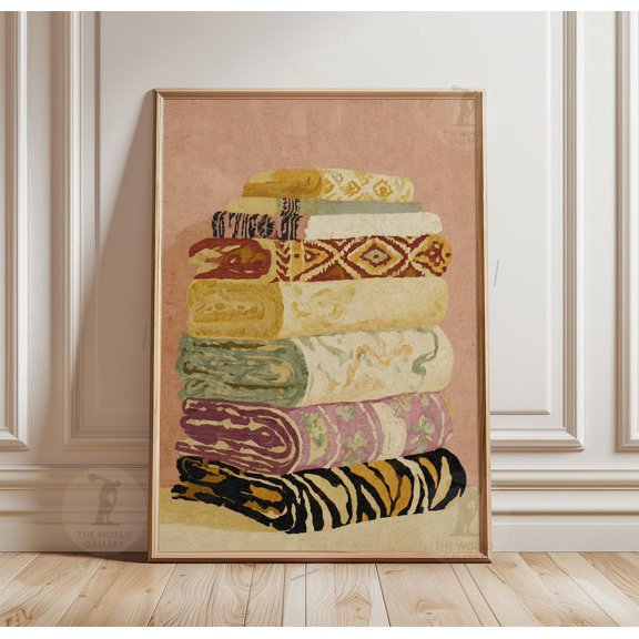 Folded Textile Stack Boho Poster Unframed Paper Print