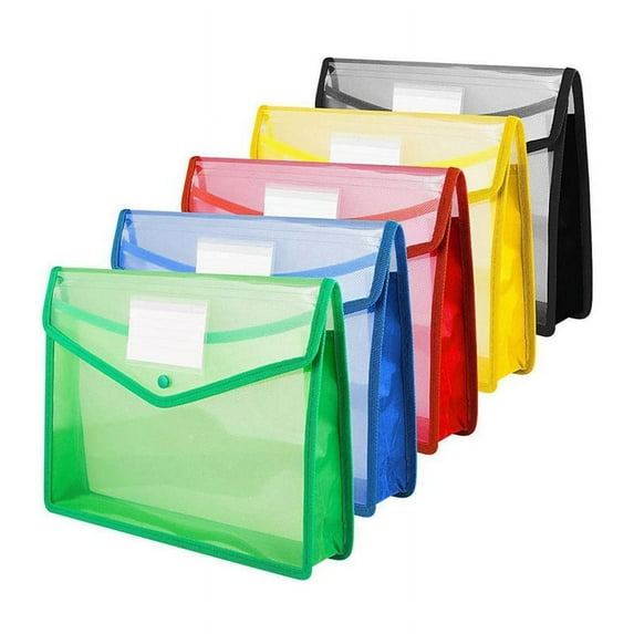 Folder Envelope Expansion File Wallet Storage with Snap Buckle and Pocket A4 Waterproof Transparent Bag